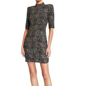 Alice + Olivia Inka Strong-Shoulder Mock-Neck Dress
